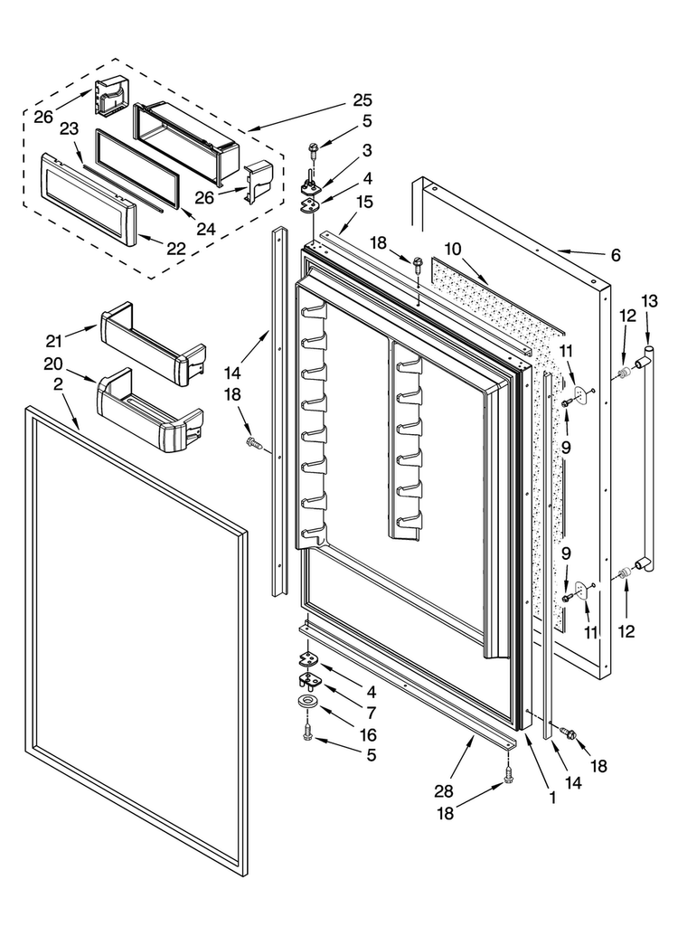 Refrigerator Door Parts Diagram and Parts List for JB36SEFXRB00  Jenn-Air Refrigerator