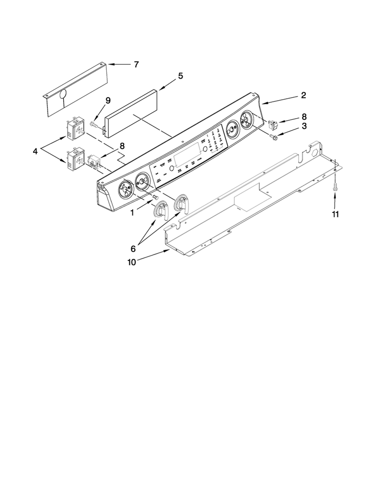 Control Panel Parts Diagram and Parts List for JES9750BAS18  Jenn-Air Range