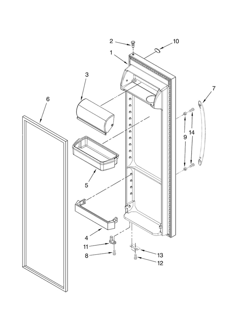 Refrigerator Door Parts Diagram and Parts List for MSD2242VEU00  Maytag Refrigerator