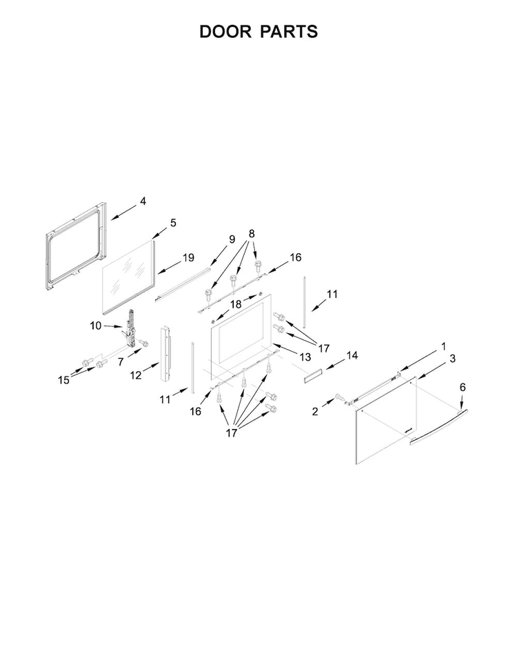 Door Parts Diagram and Parts List for JGS1450FS0  Jenn-Air Range