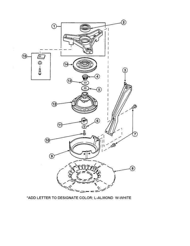 Bearing Housing/brake/pulley Diagram and Parts List for CW8413W2-PCW8413W2B  Crosley Washer