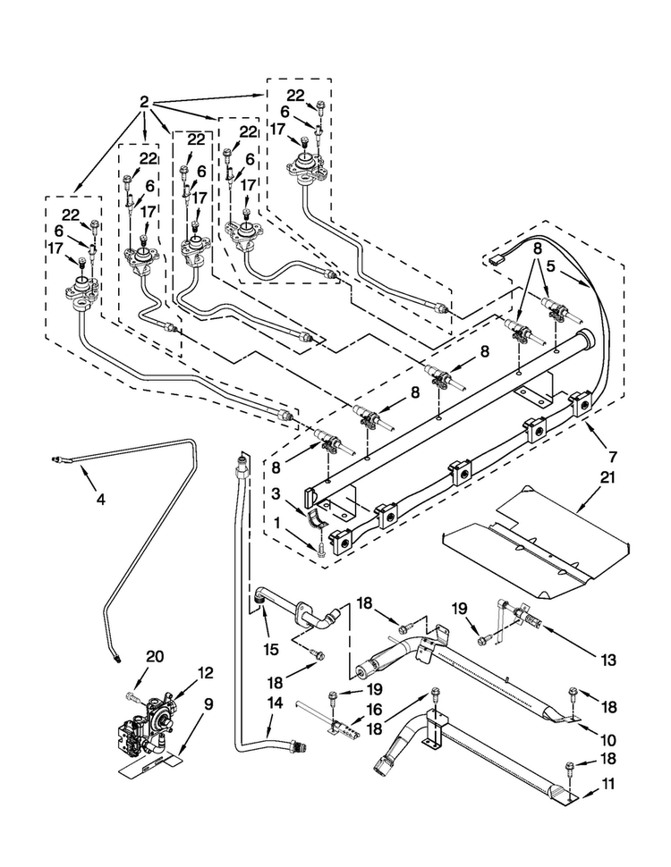 Manifold Parts Diagram and Parts List for MGR8880AB0  Maytag Range