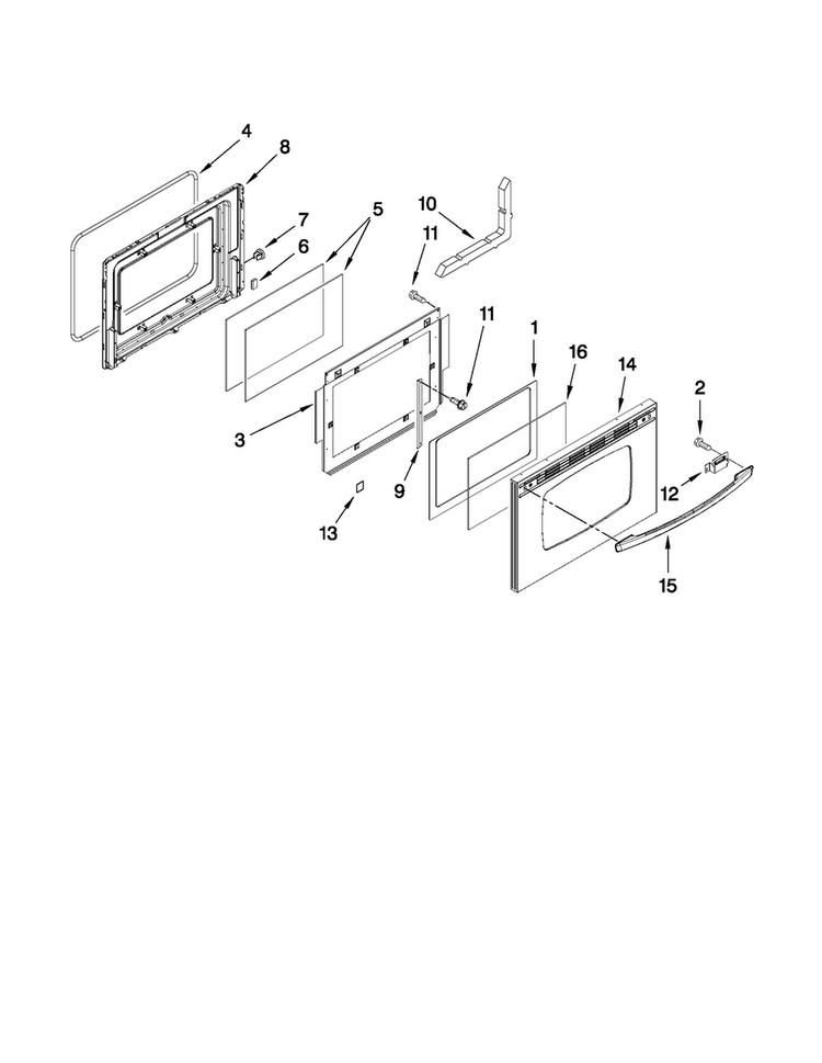 Door Parts Diagram and Parts List for MES5875BCS20  Maytag Range