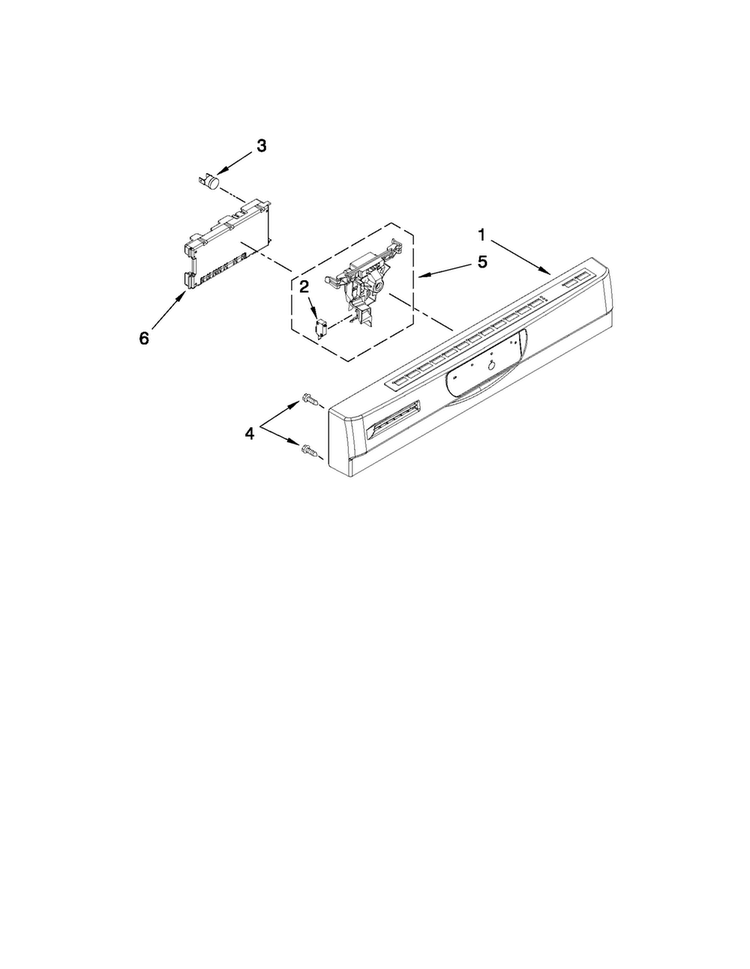 Control Panel And Latch Parts Diagram and Parts List for JDB3200AWS4  Jenn-Air Dishwasher