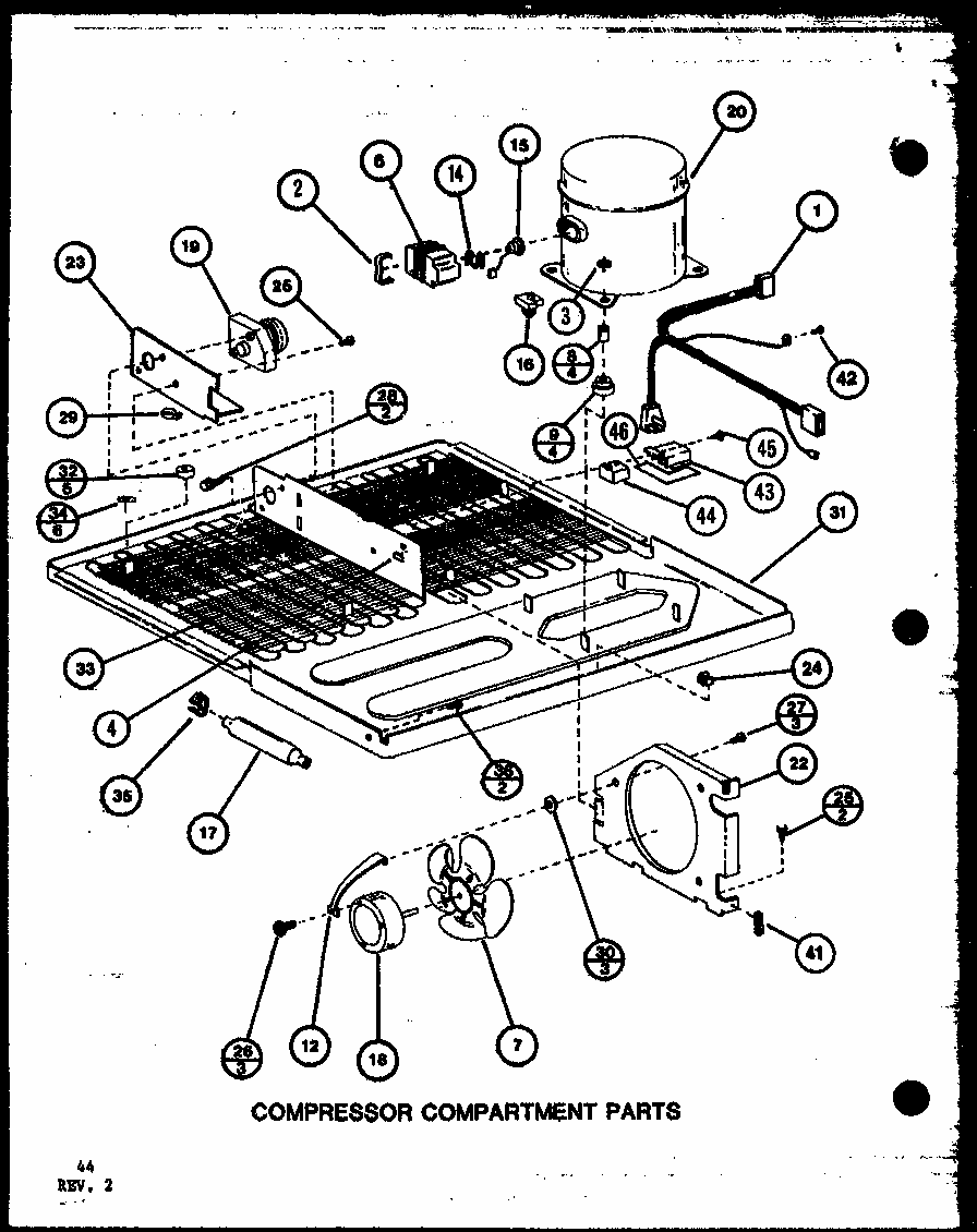 Compressor Compartment Parts (tl22k/p7803229w) (tli22k/p7803230w) (tli22k/p7803249w) (tl22k/p7859204w) (tli22k/p7859207w) Diagram and Parts List for TLI20K-P7803249W  Amana Refrigerator