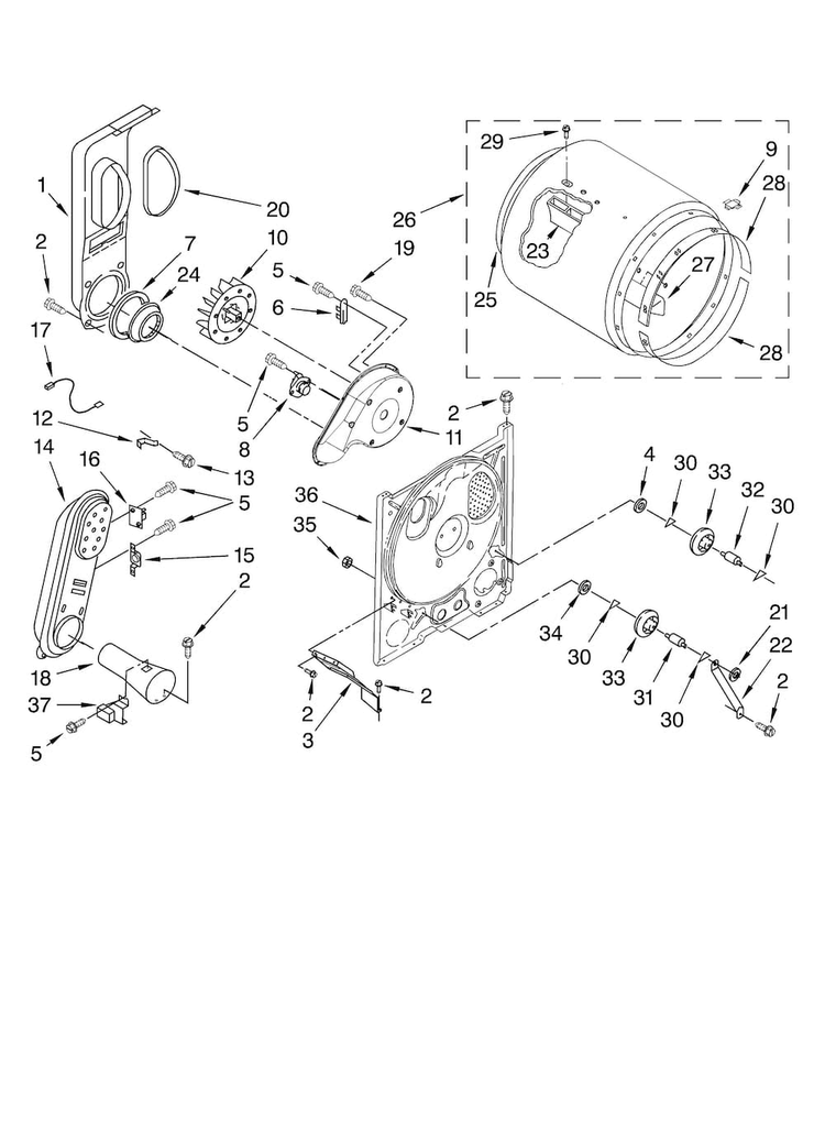 Bulkhead Parts, Optional Parts Diagram and Parts List for AGD4475TQ1  Admiral Dryer