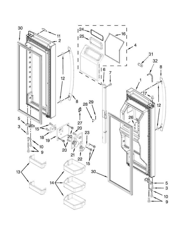 Refrigerator Door Parts Diagram and Parts List for MFT2976AEW03  Maytag Refrigerator