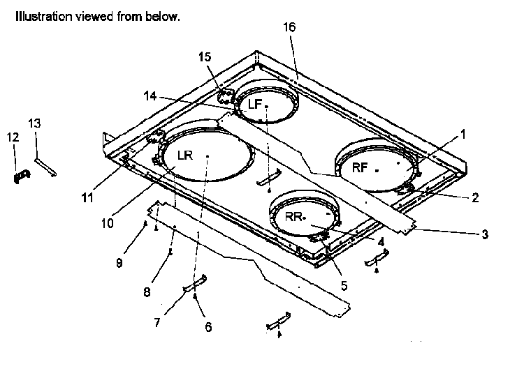 Main Top Assembly Diagram and Parts List for ARHC7700E P1142638NE Amana Range