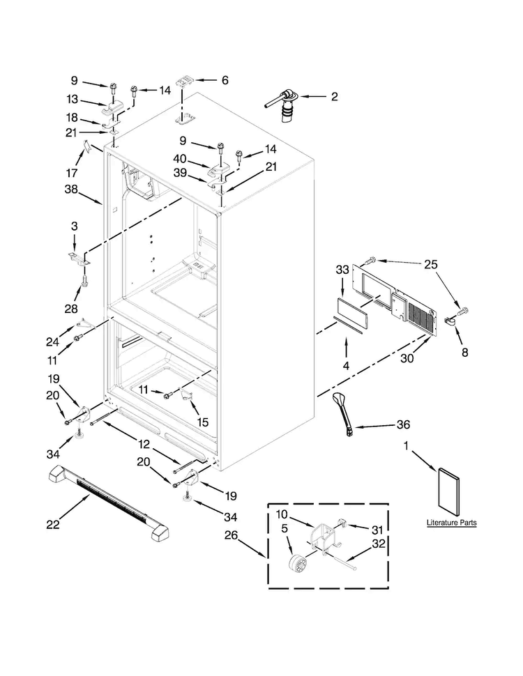 Cabinet Parts Diagram and Parts List for AFI2538AEB4  Amana Refrigerator
