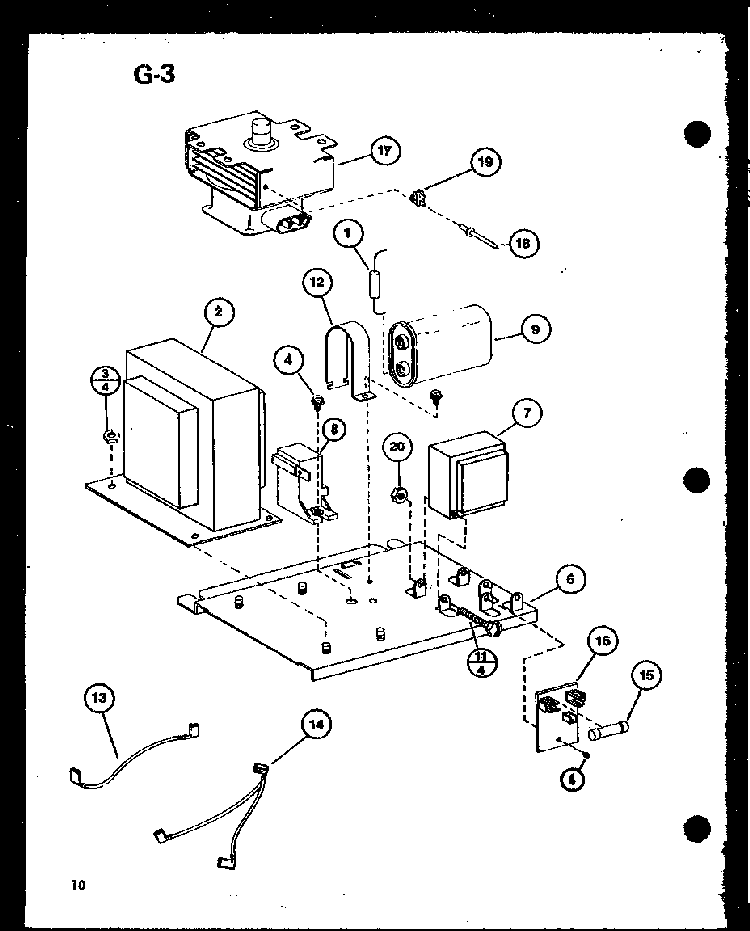 Transformer/magnetron Diagram and Parts List for RR-1110 P76052-1M Amana Microwave