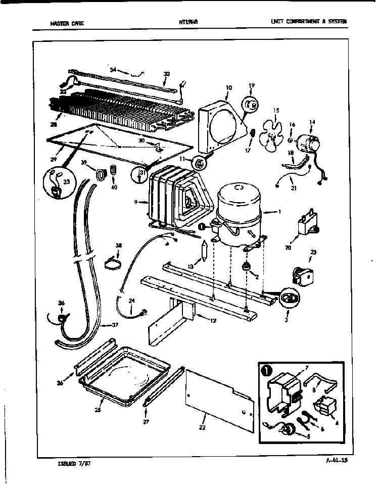 Unit Compartment & System Diagram and Parts List for NT19H8C 7A56B Admiral Refrigerator