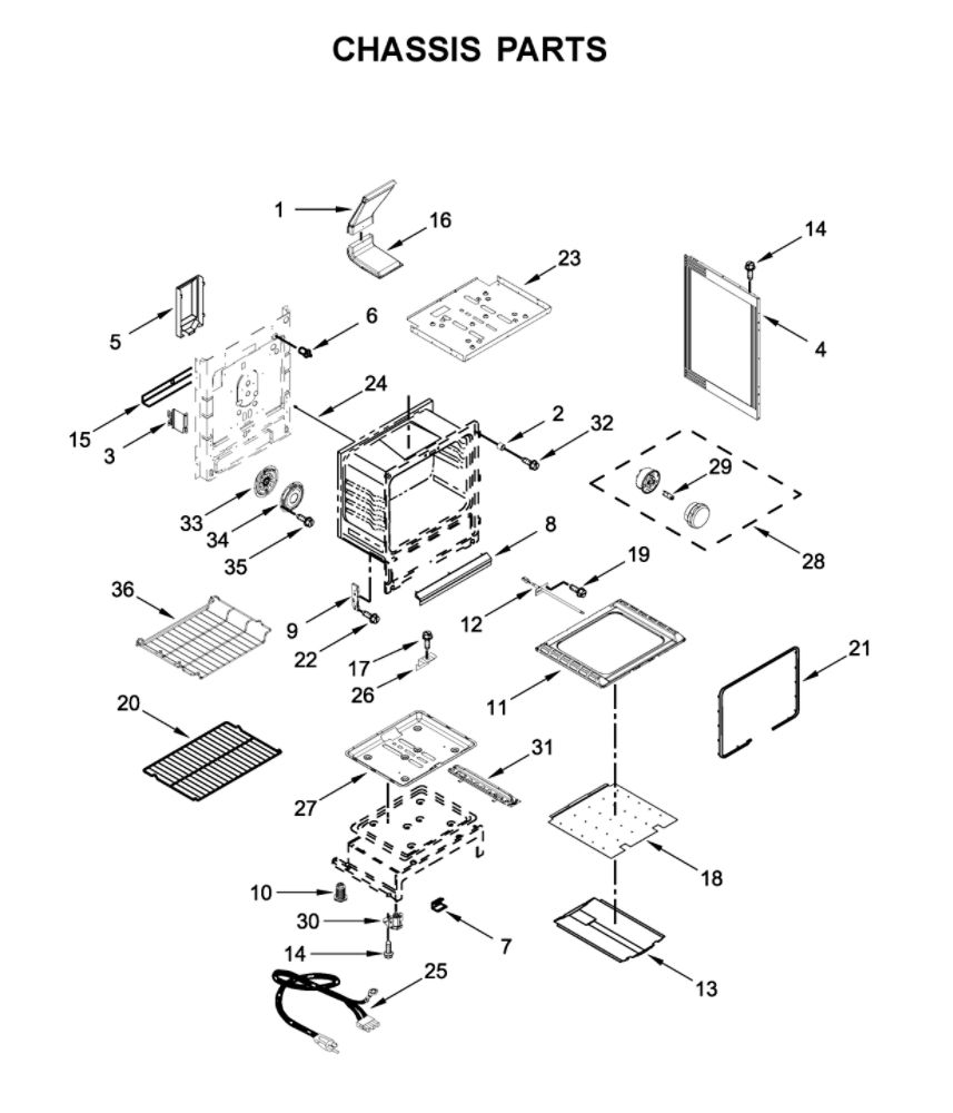 Chassis Parts Diagram and Parts List for MGR8800FZ1  Maytag Range