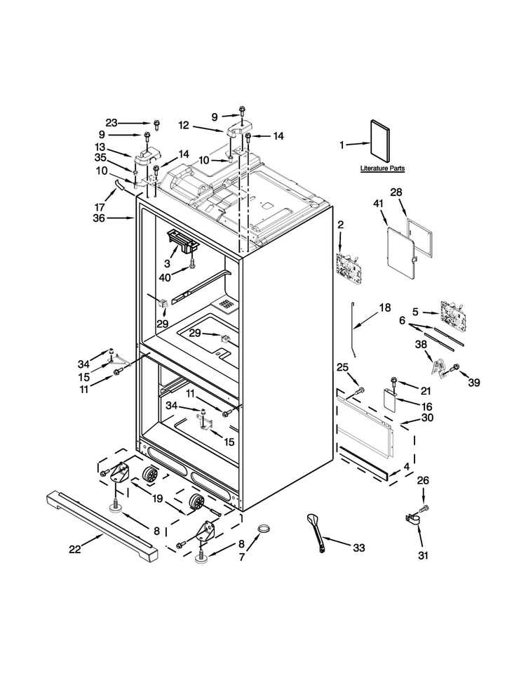Cabinet Parts Diagram and Parts List for 7MF2976AEM02  Maytag Refrigerator