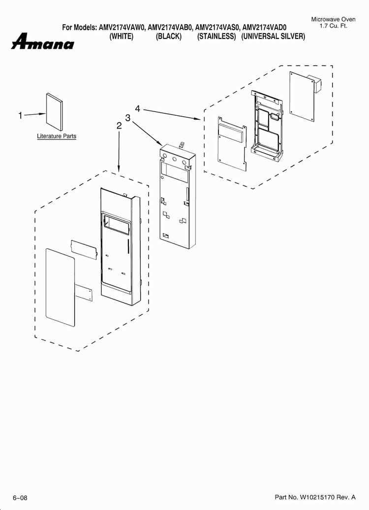 Control Panel Parts Diagram and Parts List for AMV2174VAS0  Amana Microwave