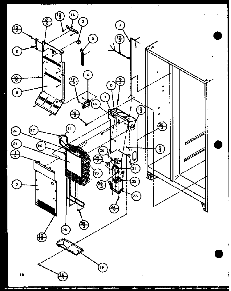 Evaporator Air Handling Diagram and Parts List for SBD20K-P1102508W  Amana Refrigerator