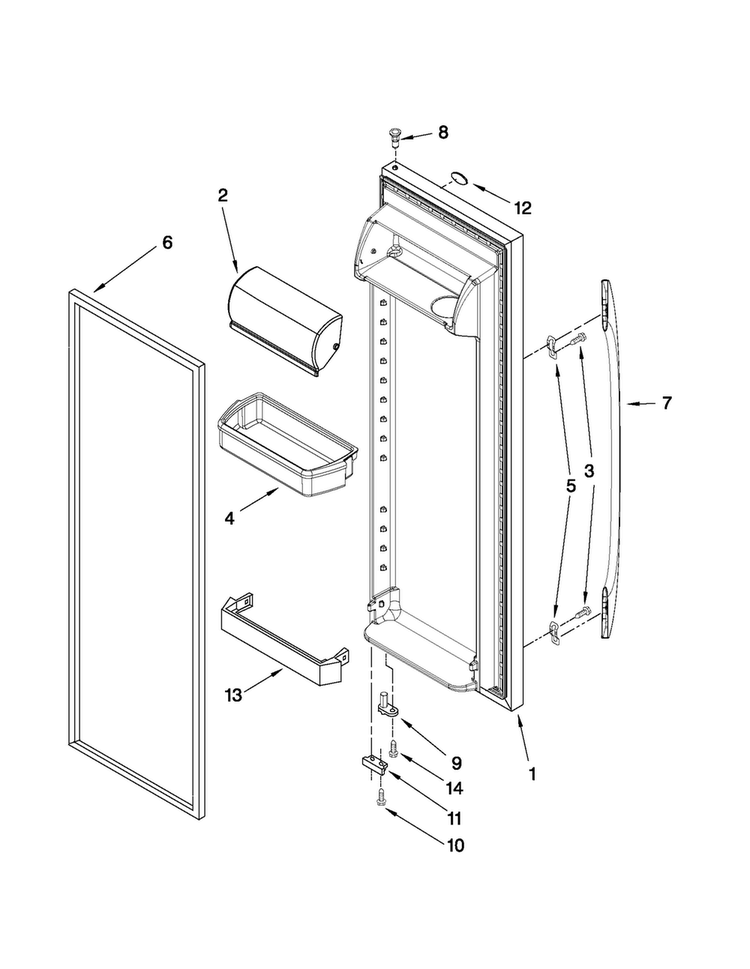 Refrigerator Door Parts Diagram and Parts List for MSD2574VEQ11  Maytag Refrigerator