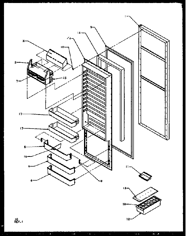 Refrigerator Door Diagram and Parts List for SZ25NE-P1162702WE  Amana Refrigerator