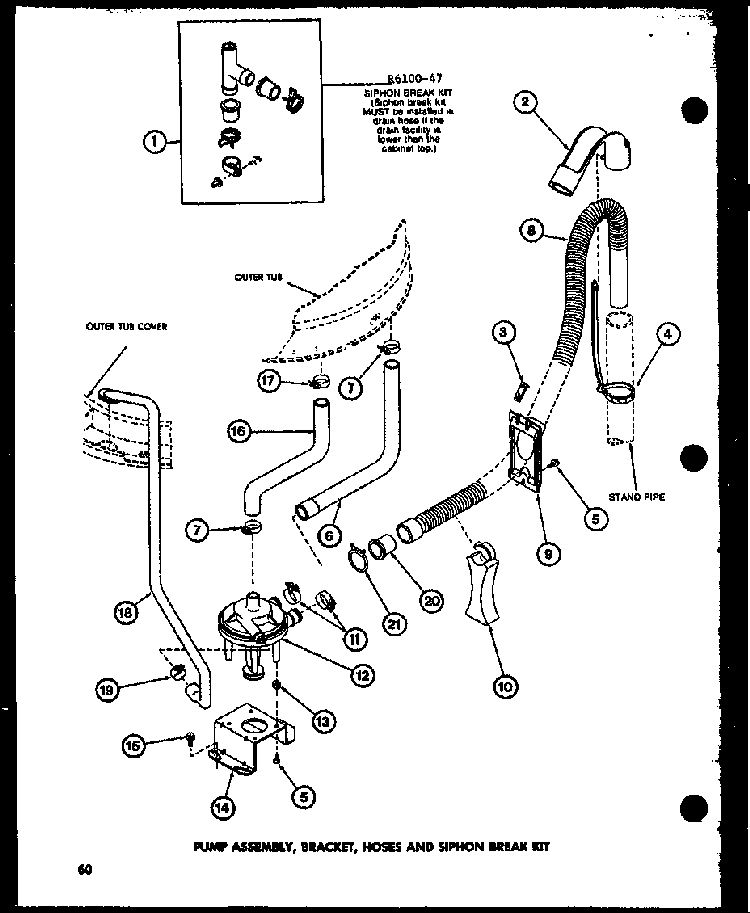 Pump Assembly Diagram and Parts List for TAA400 P77040-2W Amana Washer