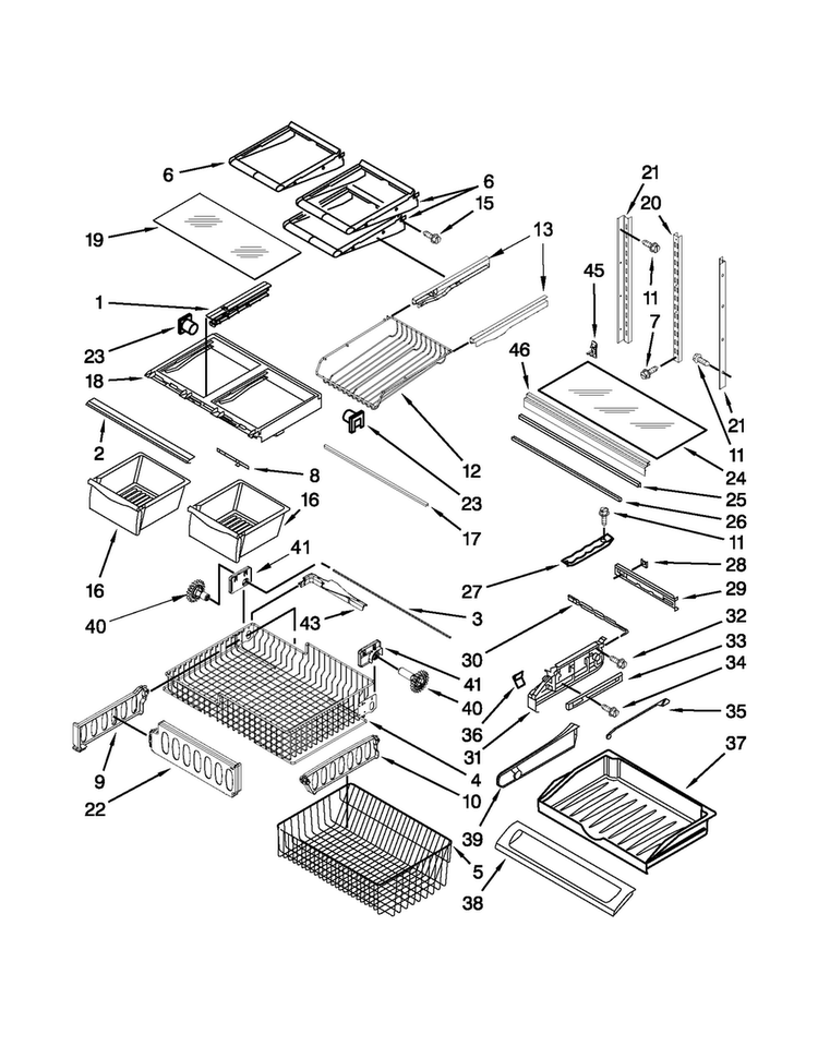 Shelf Parts Diagram and Parts List for MFF2258VEB8  Maytag Refrigerator