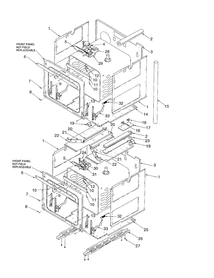 Main Front Diagram and Parts List for AOCD2770E-P1132370NE  Amana Wall Oven