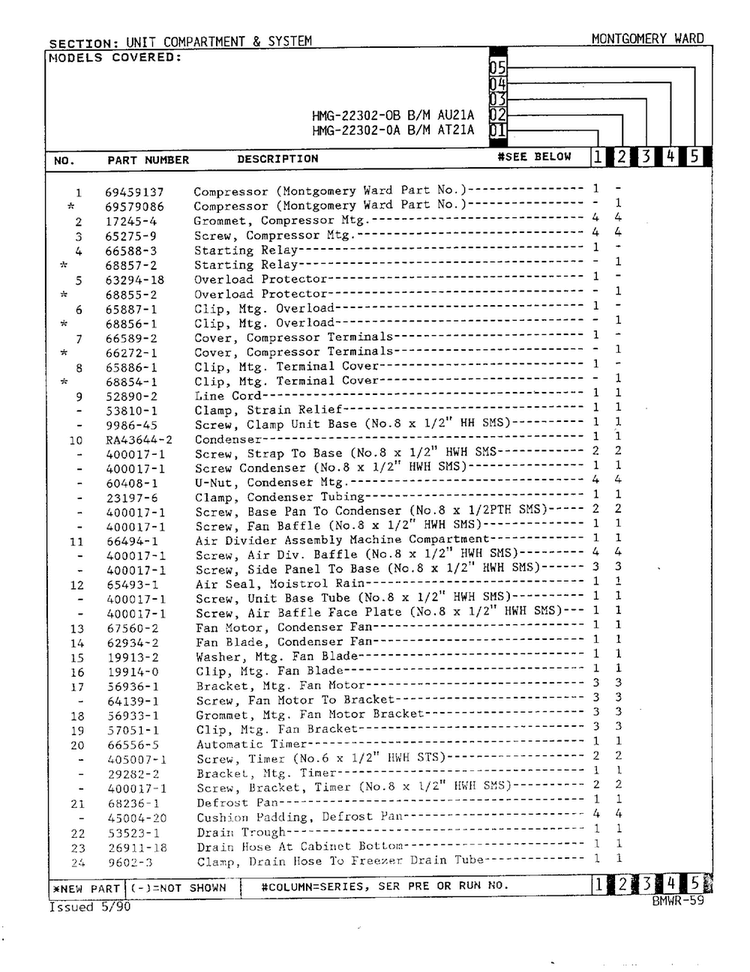 Unit Compartment And System Page 2 Diagram and Parts List for 22302A  Admiral Refrigerator