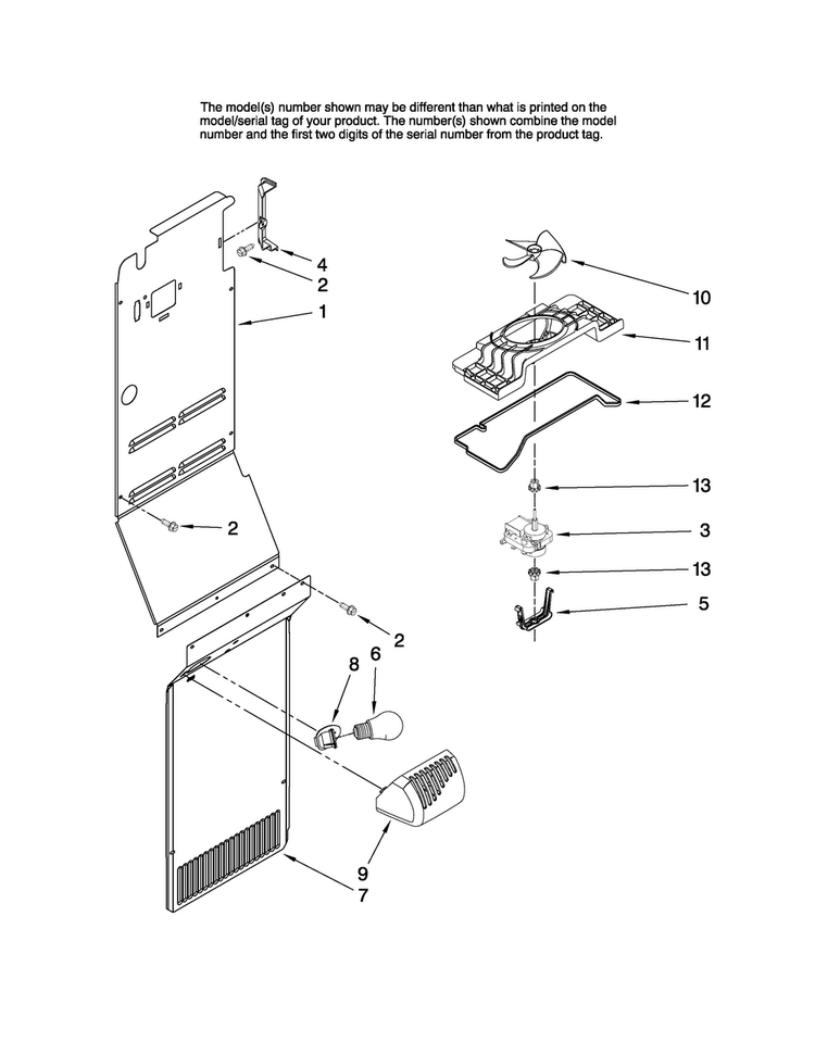 Air Flow Parts Diagram and Parts List for AC2228HEKS14  Amana Refrigerator