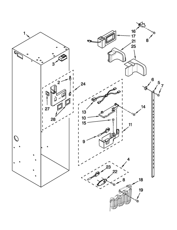 Refrigerator Liner Parts Diagram and Parts List for JS48SEDUDW12  Jenn-Air Refrigerator