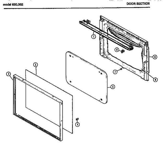 01 - Door Section Diagram and Parts List for 630002  Litton Microwave Oven Combo