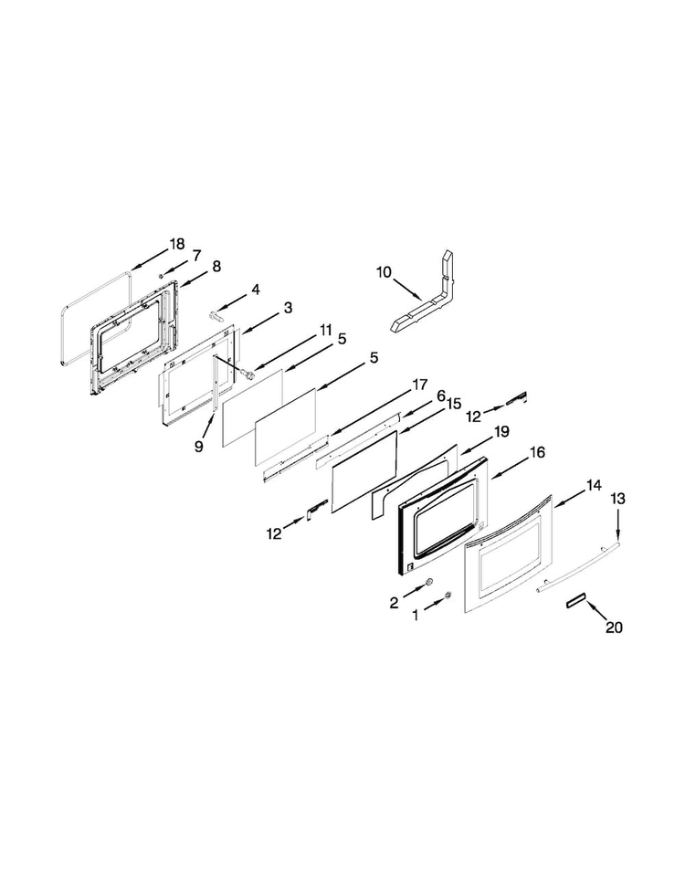 Door Parts Diagram and Parts List for JES9860CAB01  Jenn-Air Range
