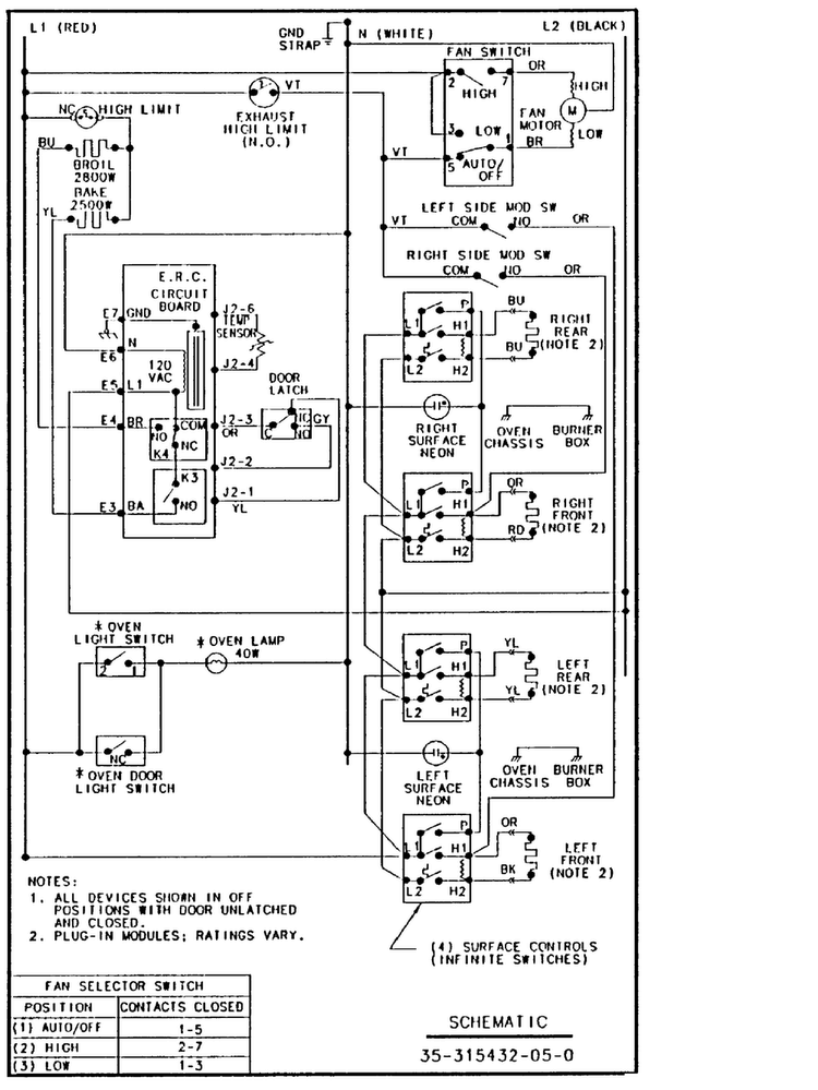Wiring Information Diagram and Parts List for ACS7270AW0  Amana Range