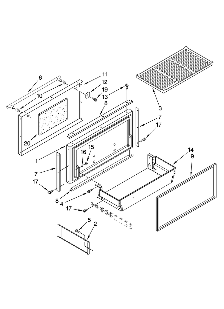 Freezer Door And Basket Parts Diagram and Parts List for JB36SEFXRB00  Jenn-Air Refrigerator