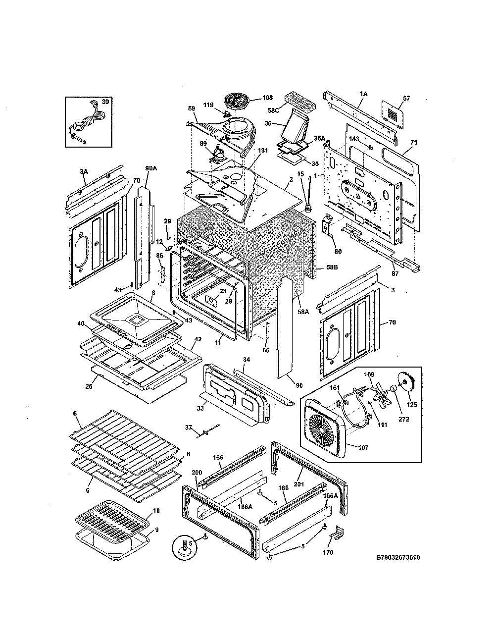 Body Diagram and Parts List for 79032673610  Kenmore Range