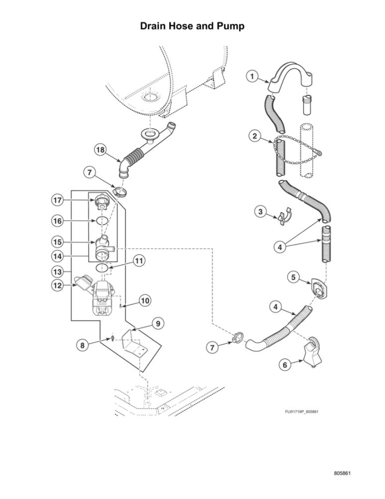 Drain Hose/Pump Diagram and Parts List for AFNE9BSP115TN13  Speed Queen Washer