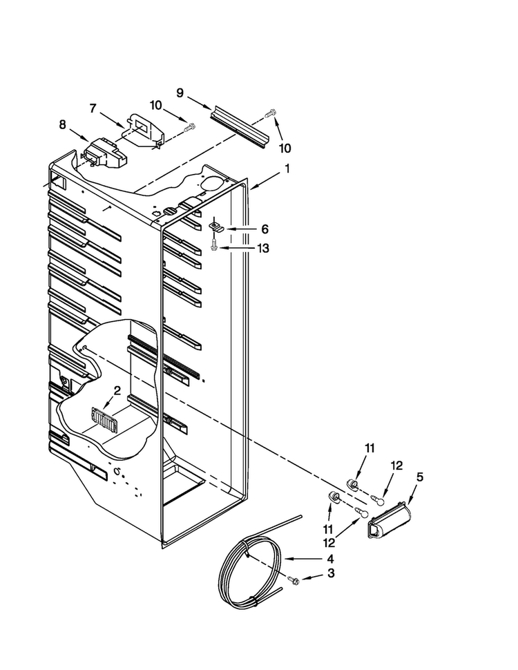 Refrigerator Liner Parts Diagram and Parts List for ASD2522WRD04  Amana Refrigerator