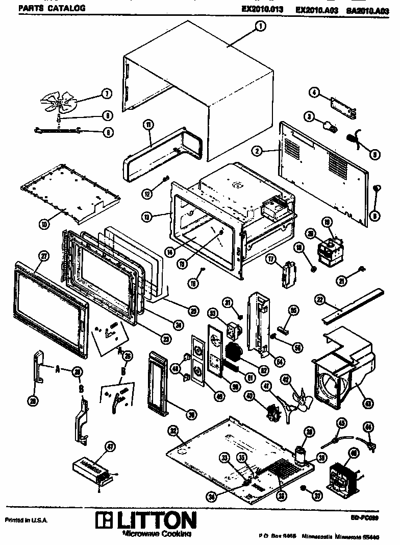 Replacement Parts Diagram and Parts List for SA2010A03  Amana Microwave