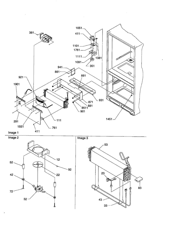 Evaporator/freezer Control Diagram and Parts List for BCI21VC-P1325005WC  Amana Refrigerator