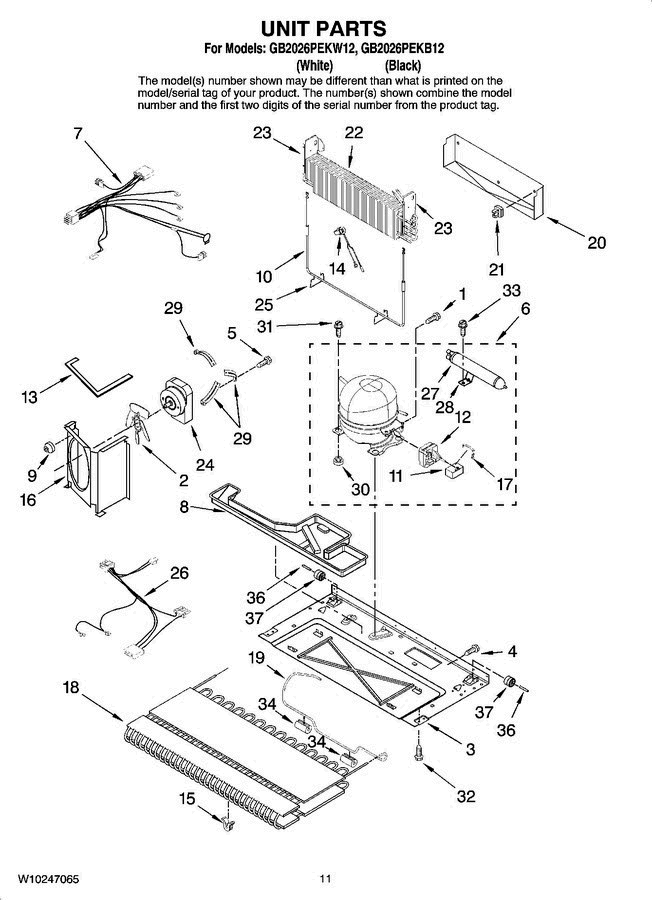 06 - Unit Parts Diagram and Parts List for GB2026PEKB12  Amana Refrigerator