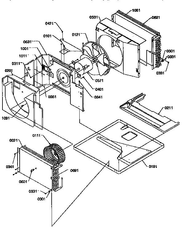 Chassis Diagram and Parts List for 21QZ33RC-P12099036R  Amana Air Conditioner