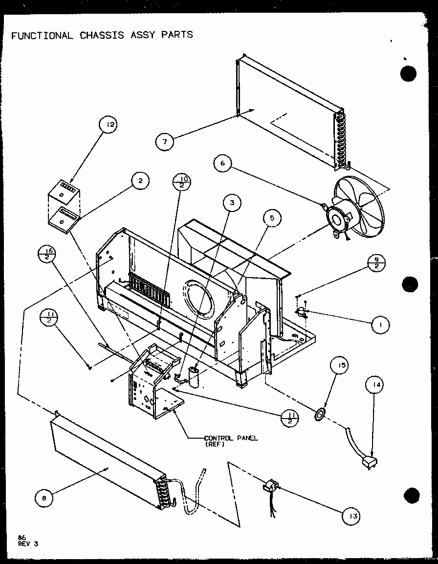 Functional Chassis Assy Parts (pth15300er/p9812622r) (pth15400er/p9872122r) Diagram and Parts List for PTH12300ER P9812615R Amana Air Conditioner