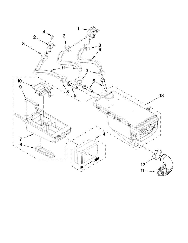 Dispenser Parts Diagram and Parts List for MHWE251YL00  Maytag Washer