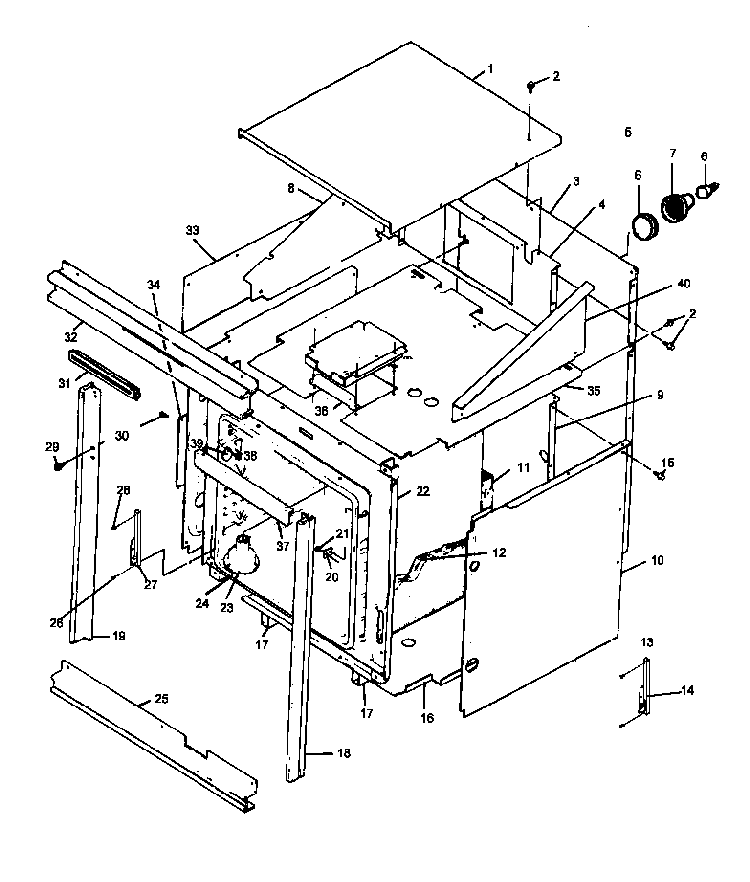 Cabinet Diagram and Parts List for AO27SEW1 P1132340NW Amana Range