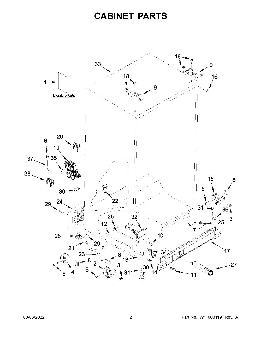 Cabinet Parts Diagram and Parts List for 10651332716  Kenmore Refrigerator