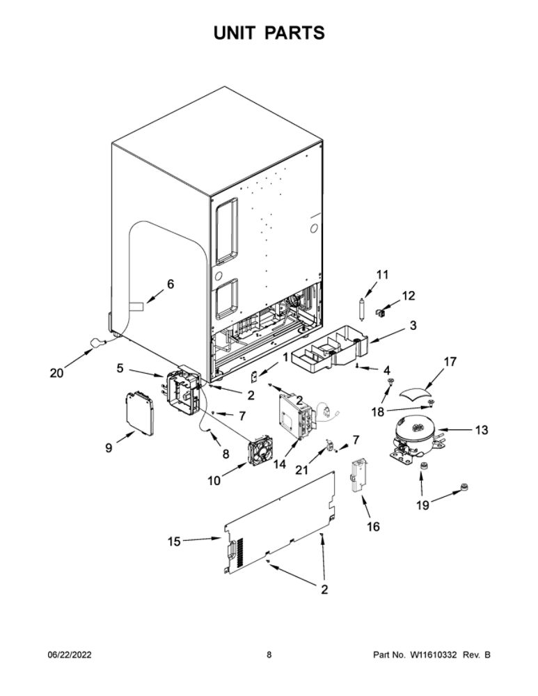 Unit Parts Diagram and Parts List for JUCFP242HX11  Maytag Refrigerator
