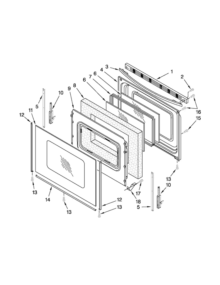 Door Parts Diagram and Parts List for MER7664XB0  Maytag Range