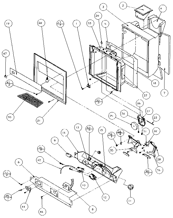 Ice And Water Cavity Diagram and Parts List for 36271-P1121801W  Amana Refrigerator