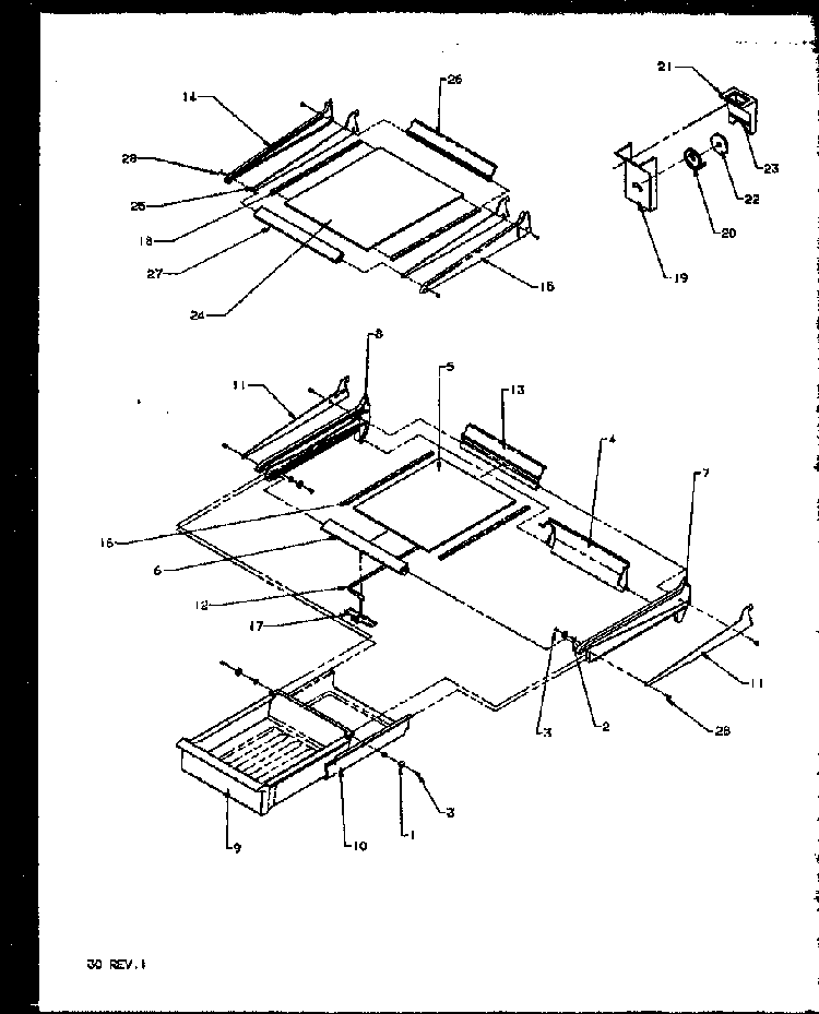 Section 21 Diagram and Parts List for TS18R2G-P1158311WG  Amana Refrigerator