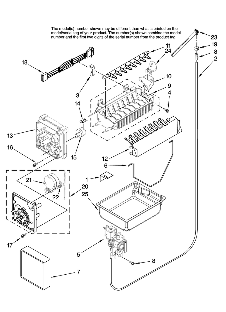 Icemaker Parts Diagram and Parts List for AFD2535DEW14  Amana Refrigerator
