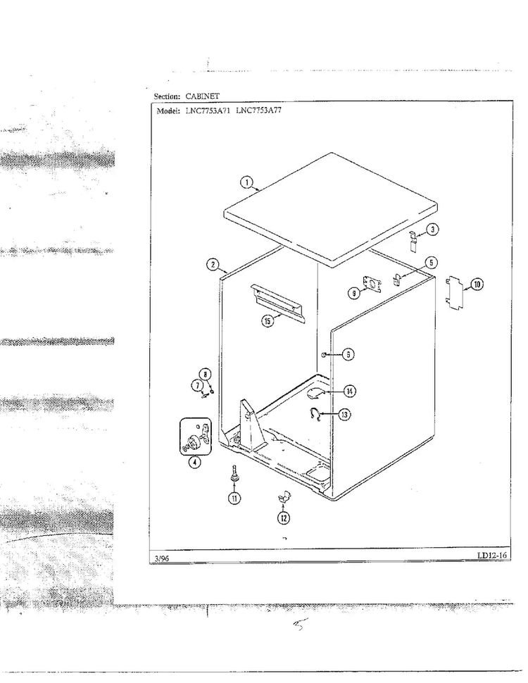 Cabinet Diagram and Parts List for LNC7753A77  Maytag Dryer