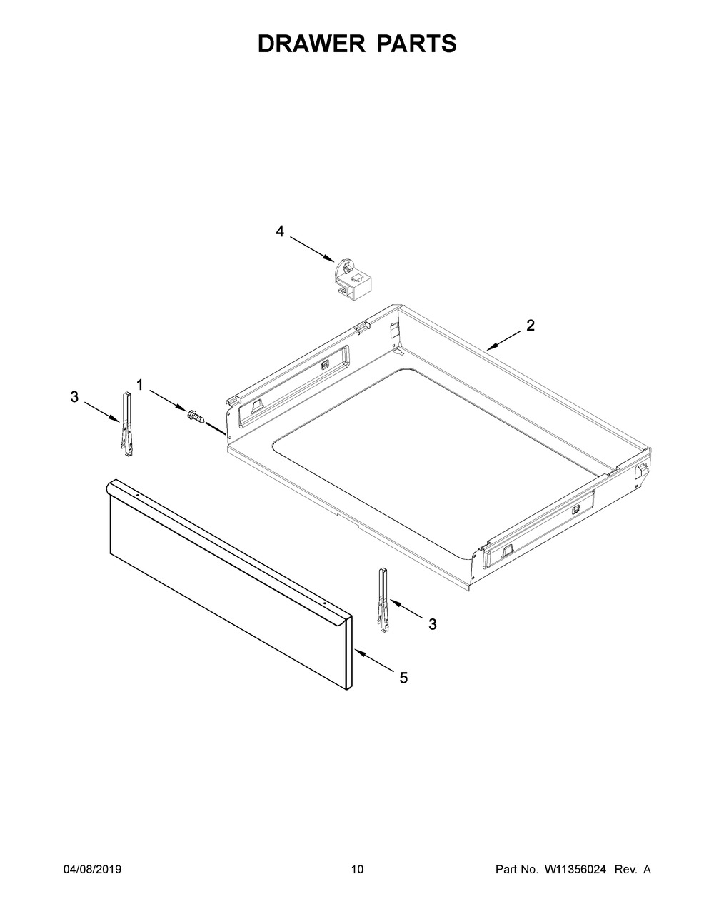 Drawer Parts Diagram and Parts List for YACR4303MFS3  Maytag Range