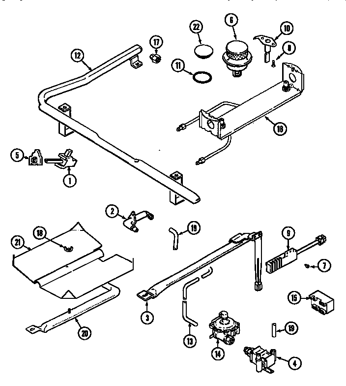 Gas Controls Diagram and Parts List for MGR5730ADL  Maytag Range